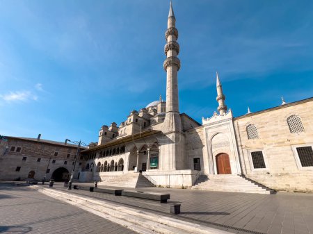 Yeni Cami (New Mosque) located in Eminonu, Istanbul on a sunny spring day
