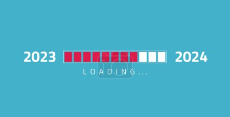 Illustration for Loading new year 2023 to 2024 in progress bar. - Royalty Free Image