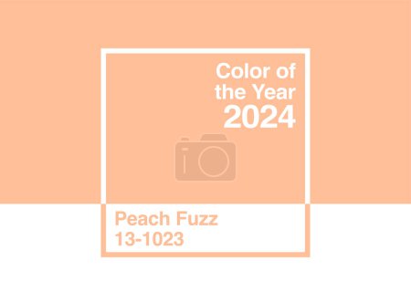 Illustration for Antalya, Turkey - December 11, 2023: 2024 Color of the Year, Pantone 13-1023 Peach Fuzz trend color palette sample swatch book guide - Royalty Free Image