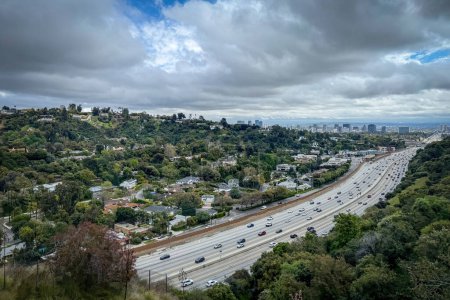 Cityscape Los Angeles, California, USA against cloudy sky
