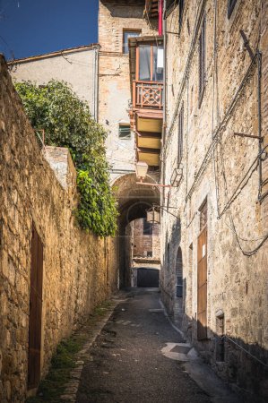 Old stone town street at morning