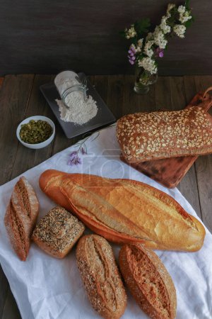 Photo for Various types of artisan breads made with sourdough - Royalty Free Image