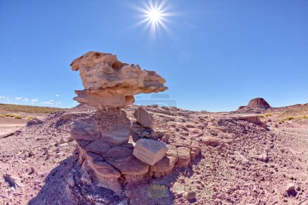 Téléchargez les photos : Un hoodoo solitaire au bord du jardin des anges dans la forêt pétrifiée Arizona. - en image libre de droit