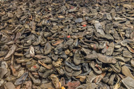Photo for Boots of victims in the Auschwitz - Birkenau concentration camp. Oswiecim, Poland, 17 July 2022. - Royalty Free Image