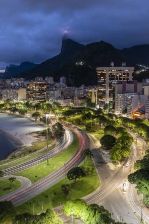 Photo for Beautiful view to city buildings and Corcovado Mountain in Rio de Janeiro, Brazil - Royalty Free Image