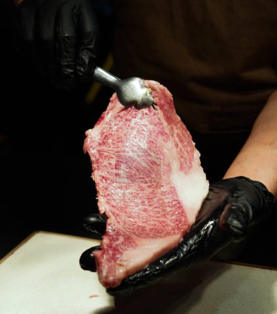 Photo for A cut of wagyu beef from the city of Kobe - Royalty Free Image