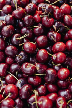 Photo for Mozaic type photo of natural red cherries - Royalty Free Image