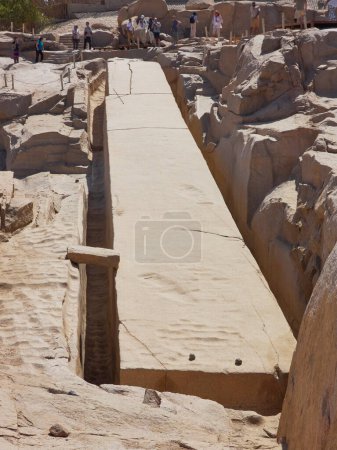 Photo for A panorama view of an unfinished obelisk in a quarry near Aswan, Egypt in summer - Royalty Free Image