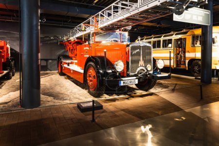 Photo for Magirus M45L - Classic retro firetruck. Riga motor museum. Riga, Latvia, 17 August 2022. - Royalty Free Image