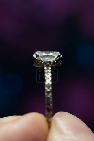 Photo for Beautiful And Elegant Solitaire Diamond Ring Shining - close up - Royalty Free Image