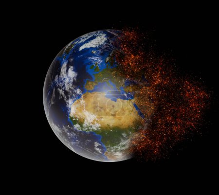 Photo for View of planet earth burning in space 3D rendering elements of this image furnished by NASA - Royalty Free Image