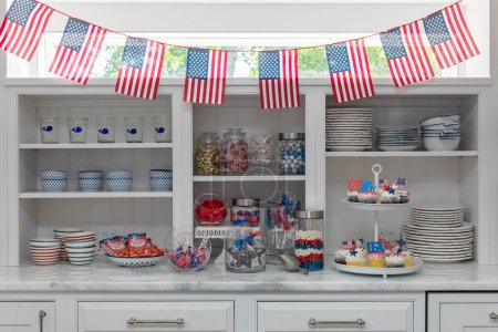 Photo for Fourth of July party candy  and cupcake display - Royalty Free Image