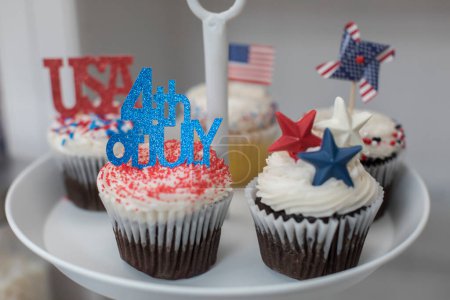 Photo for Close-up of Fourth of July themed cupcakes - Royalty Free Image