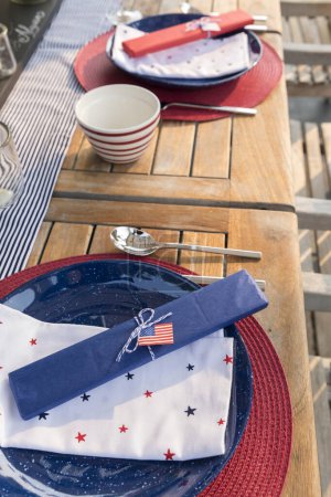Foto de Close-up of Fourth of July themed table settings - Imagen libre de derechos
