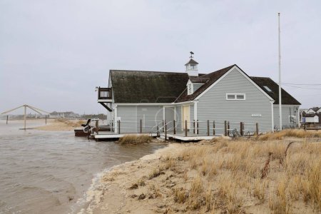 Photo for Bomb Cyclone Flooding on Cape Cod Centerville Hyannis Craigville Beach - Royalty Free Image