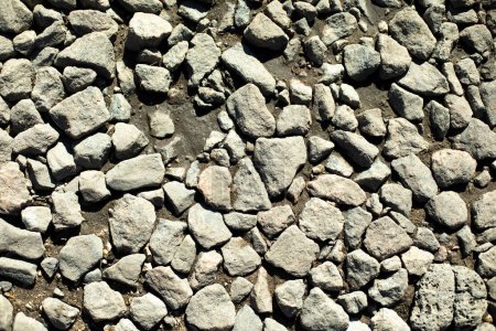 Téléchargez les photos : Rocks on road. Fine stone texture. Surface of rural road. - en image libre de droit