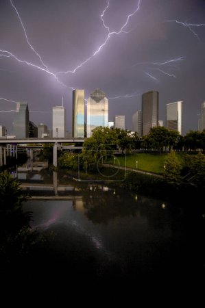 Photo for Thunderstorm over downtown Houston, Texas - Royalty Free Image