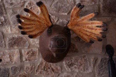 Photo for Moose head mounted on wall - Royalty Free Image