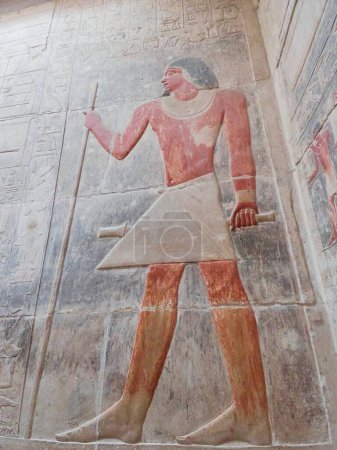 Photo for Hieroglyphics of ancient egypt carved in stone inside the temples - Royalty Free Image