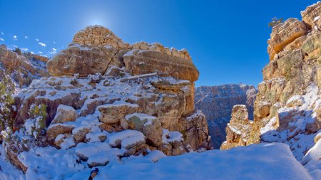 Photo for Ancient Indian ruins on a small rock island along the Palisades of the Desert at Grand Canyon Arizona. - Royalty Free Image