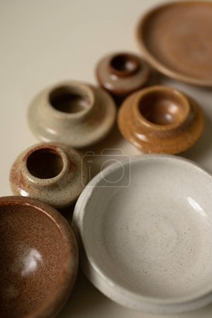 Photo for Artisan Made Pottery Close Up of Little Vases - Royalty Free Image