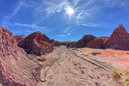 Téléchargez les photos : The dry Red Creek where it exits the Red Basin in Petrified Forest National Park Arizona. - en image libre de droit