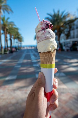 Photo for Artisanal ice cream in Nerja, Malaga in Andalucia, Spain. - Royalty Free Image