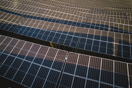 Foto de Hundreds of solar panels in a solar farm for renewable energy - Imagen libre de derechos
