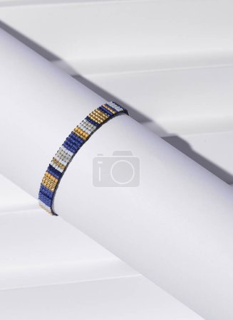 Photo for Handmade Colorful Bracelet on a White Background - Royalty Free Image