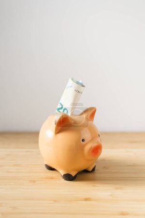 Photo for Euro Bill Investments Piggy Bank - Royalty Free Image