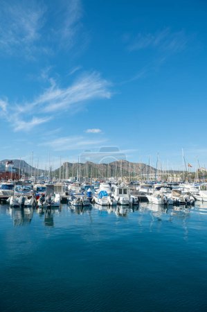 Photo for Cartagena, Spain : 2022 November 23 : Marina in the tourist city of Cartagena with moored boats in the autumn of 2022. - Royalty Free Image