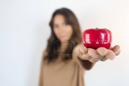 Photo for Pomodoro Technique Woman Holding Timer - Royalty Free Image