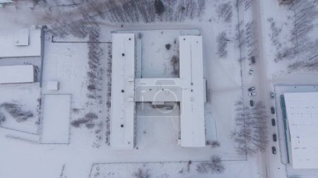 Foto de Abandoned Building Under Snow Aerial Footage - Imagen libre de derechos