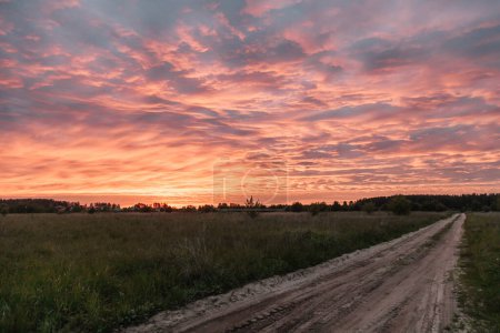Téléchargez les photos : Sunset in the field after the rain - en image libre de droit