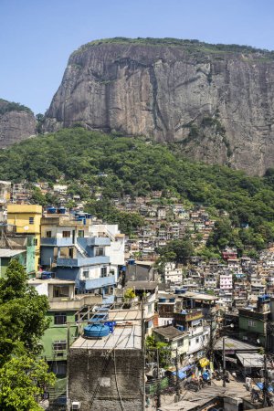 Photo for Beautiful view to poor favela houses on hill side, Rio de Janeiro, Brazil - Royalty Free Image