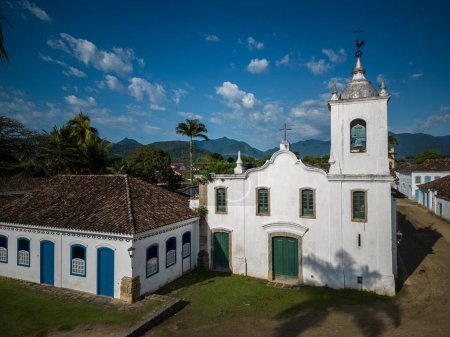 Photo for Beautiful view to old historic church building in small colonial town, Paraty, Rio de Janeiro, Brazil - Royalty Free Image