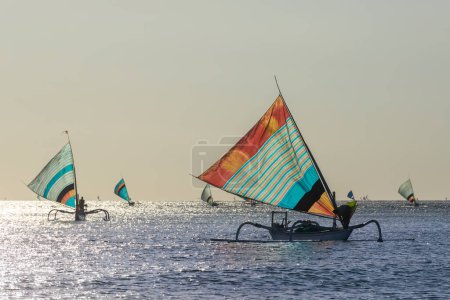 Photo for Traditional fishing sail boats in Amed in Bali Indonesia - Royalty Free Image