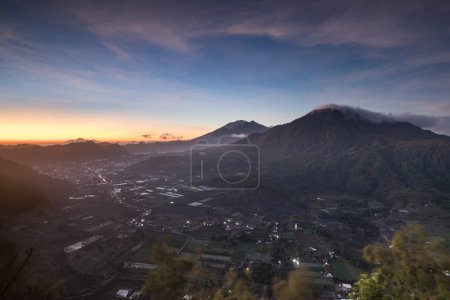 Photo for Sunrise panorama of the Kintamani caldeira in Bali Indonesia - Royalty Free Image