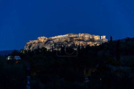 Photo for View of the Acropolis and Parthenon at night - Royalty Free Image