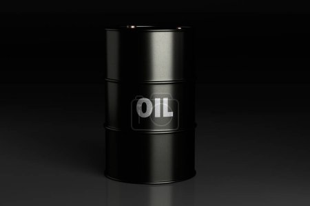 Téléchargez les photos : Oil barrel on dark background. 3d Render - en image libre de droit