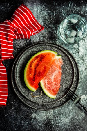 Photo for Summer healthy dessert with watermelon slices - Royalty Free Image