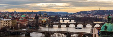 Photo for View from Letna Park on the historic city center of Prague and on the Charles Bridge. - Royalty Free Image