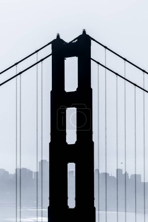 Photo for Golden Gate Bridge Tower San Francisco Monochrome - Royalty Free Image