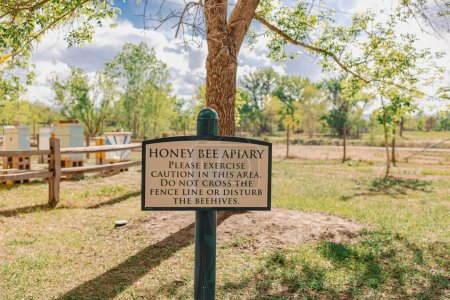 Photo for Bee Apiary sign in sunny day - Royalty Free Image