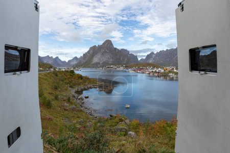Photo for View Of Reine From Campervan In Autumn, Lofoten Islands, Norway - Royalty Free Image