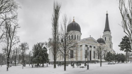 Photo for Odessa, Ukraine 29.01.2023. Gloomy winter day on the Sobornaya square in Odessa, Ukraine - Royalty Free Image