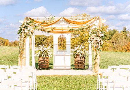 Photo for Wedding Portico with Magnolia decorations - Royalty Free Image
