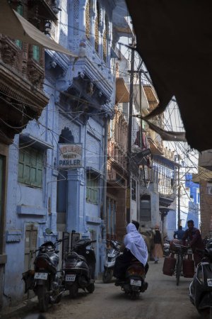 Photo for A street in Jodhpur's old town, showing the blue-wash walls of houses - Royalty Free Image