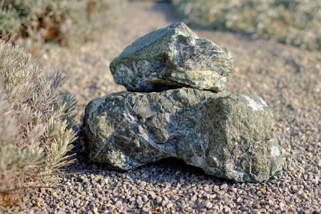 Photo for Closeup of Green stacked stones - Royalty Free Image