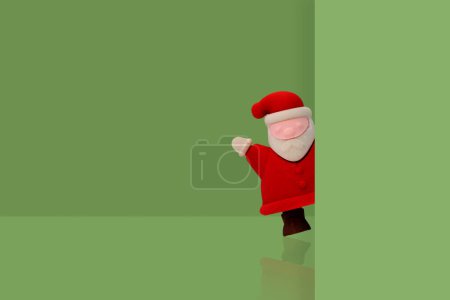 Foto de Santa claus on green background, Christmas holidays minimal concept with copy space. - Imagen libre de derechos